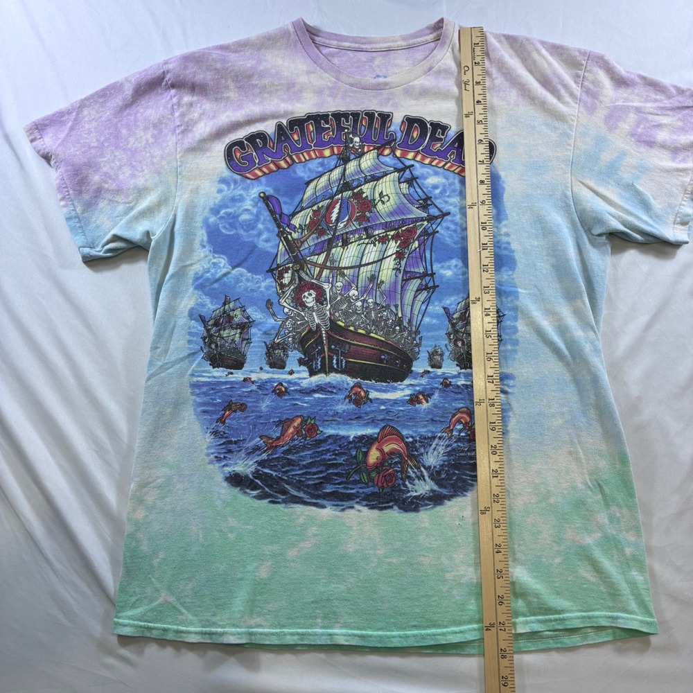 VTG 2001 Grateful Dead Ship of Fools Tie Dye Shirt Liquid Blue Distressed Large - Picture 5 of 8